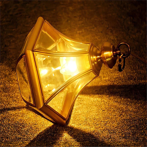 suspension extérieure Style américain Rural plein cuivre étanche lustre Villa porche solarium/couloir/balcon pavillon pavillon lampe en laiton - vue 6 sur 9