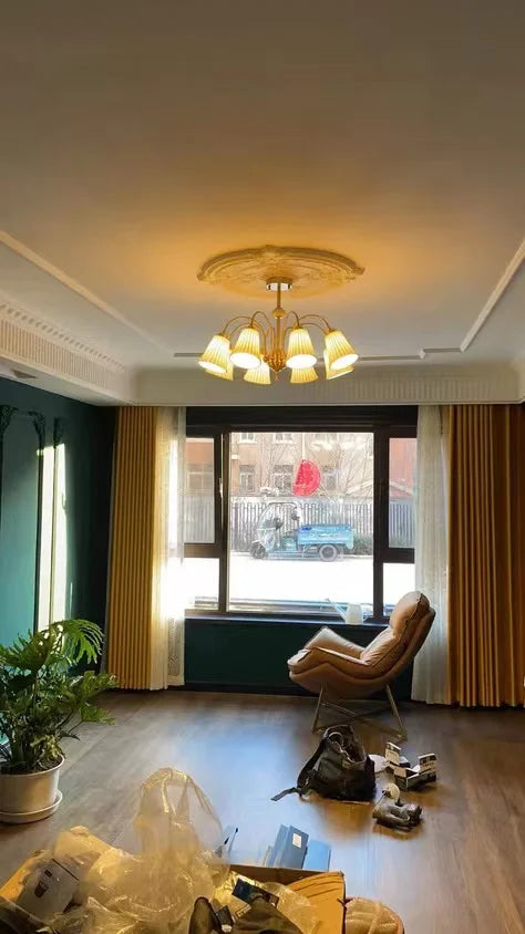lustre rétro français en céramique et cuivre style américain design - vue 11 sur 13