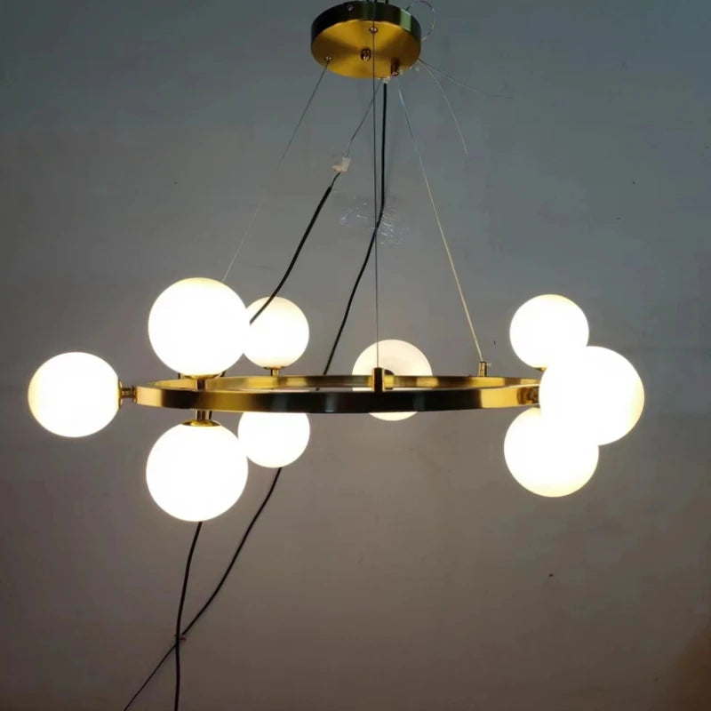 Clear White Glass Ball Pendant Light Parlor Restaurant Bedroom Hanging Lamp Cord Adjustable Include G9 Bulb Good Packaging - vue 6 sur 17