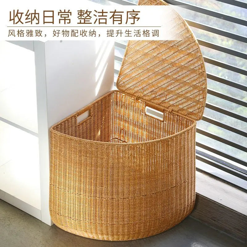 panier dangle tissé pour linge et rangement maison - vue 5 sur 14