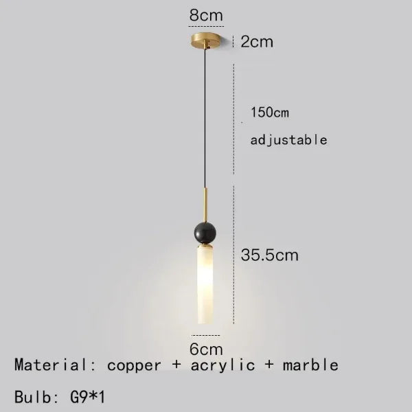 suspension en marbre et cuivre pour éclairage intérieur moderne - vue 14 sur 16