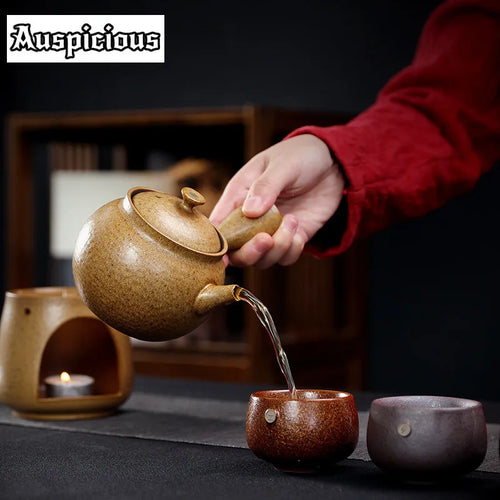 Theiere japonaise ceramique artisanale poignee laterale infuseur