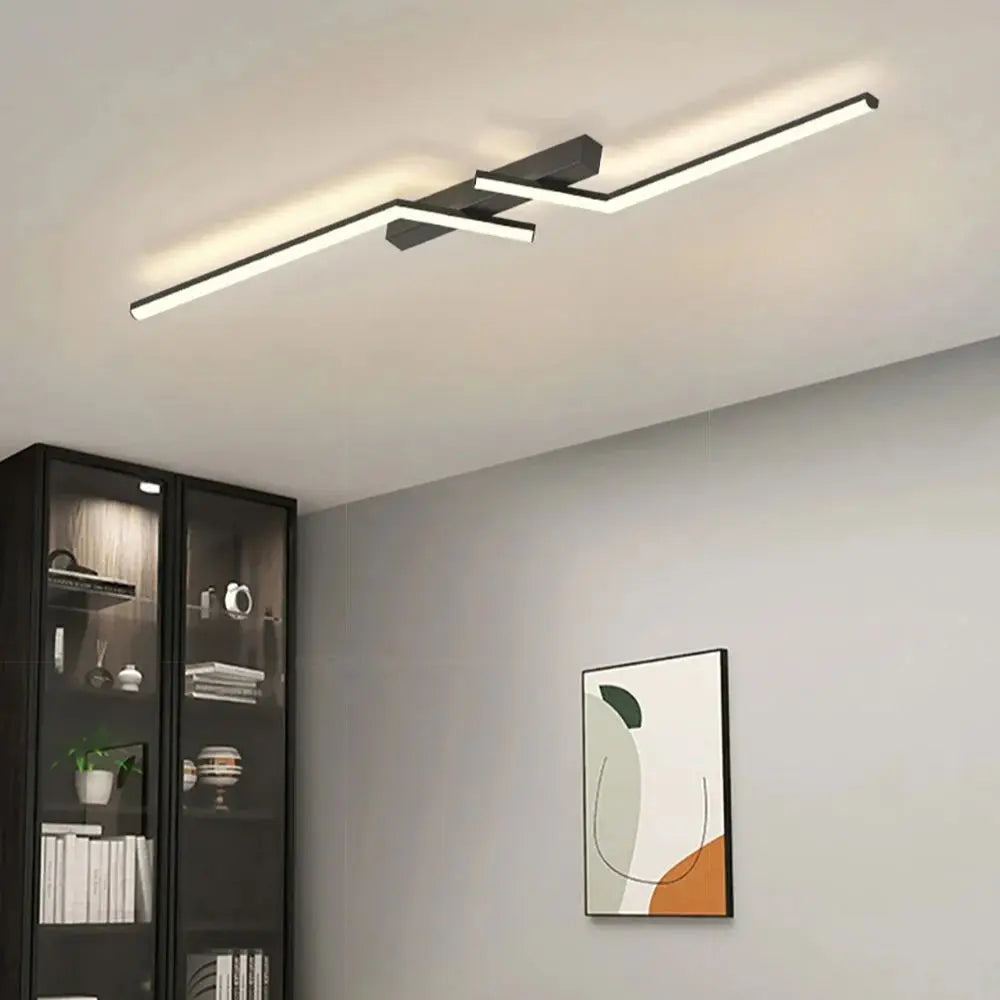 plafonnier led ligne moderne pour salon étude éclairage - vue 3 sur 12