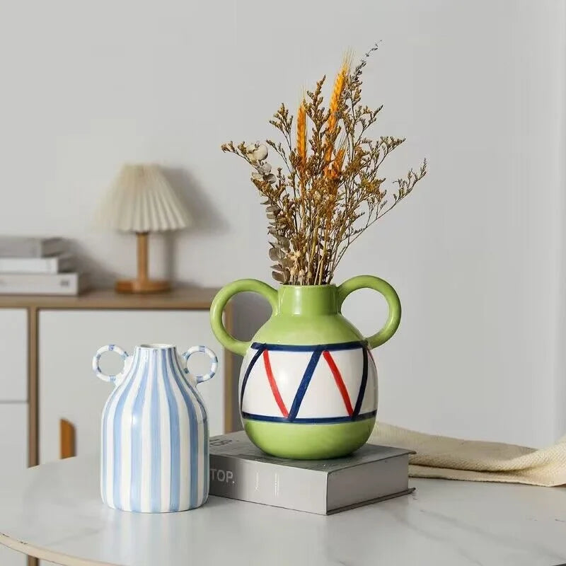 vase en céramique peint à la main avec oreilles décoratif amusant - vue 4 sur 11