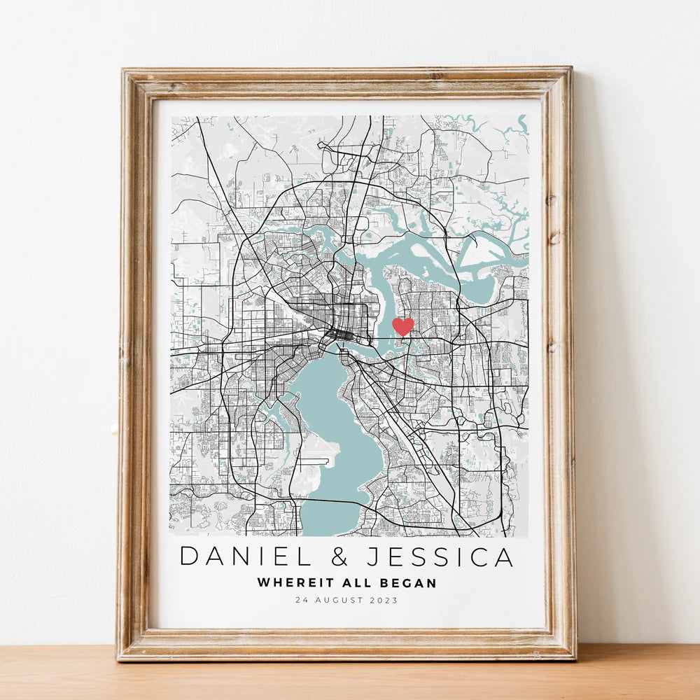 carte de ville personnalisée cadeau romantique pour lui - vue 4 sur 7