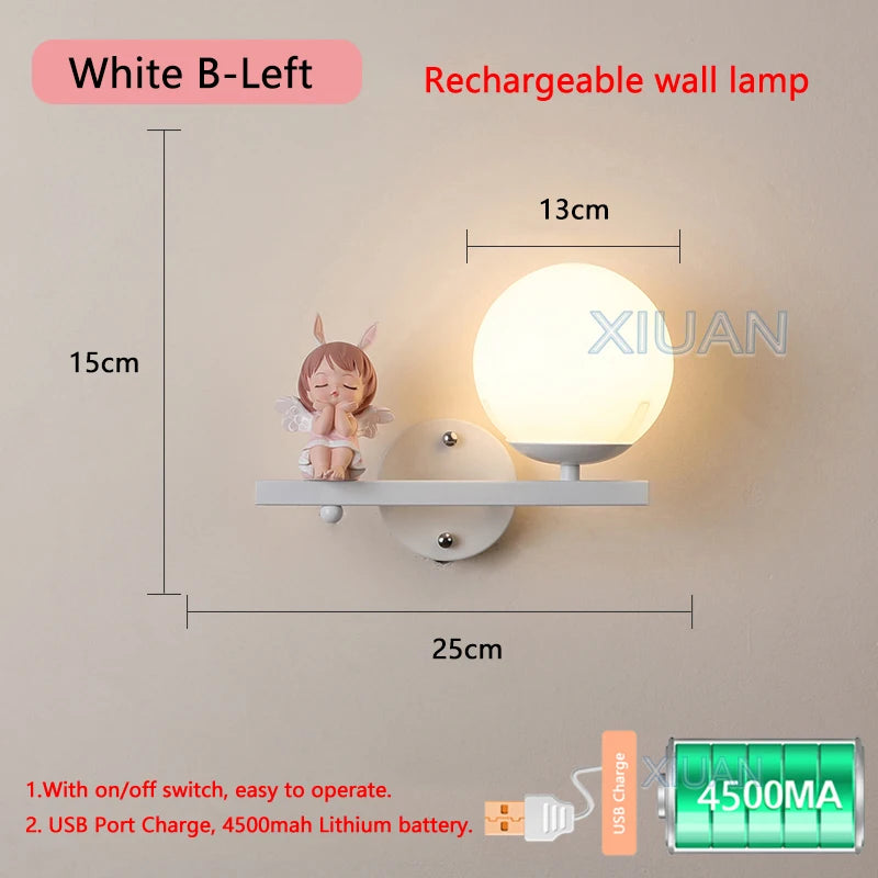 applique murale rechargeable en résine pour chambre d'enfant décorative - vue 8 sur 22