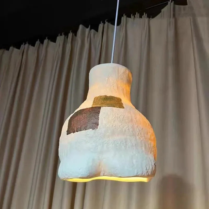 Nordic Wabi Sabi E27 Restaurant Pendant Chandeliers Lustre Living Room Lighting Designer Modern Cafe Bar LED Decor Hanging Lamps - vue 6 sur 11