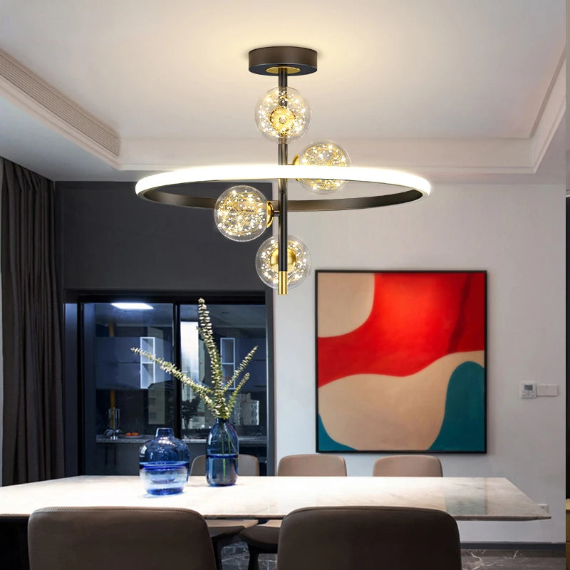 lustre led moderne simple boule nordique pour éclairage intérieur