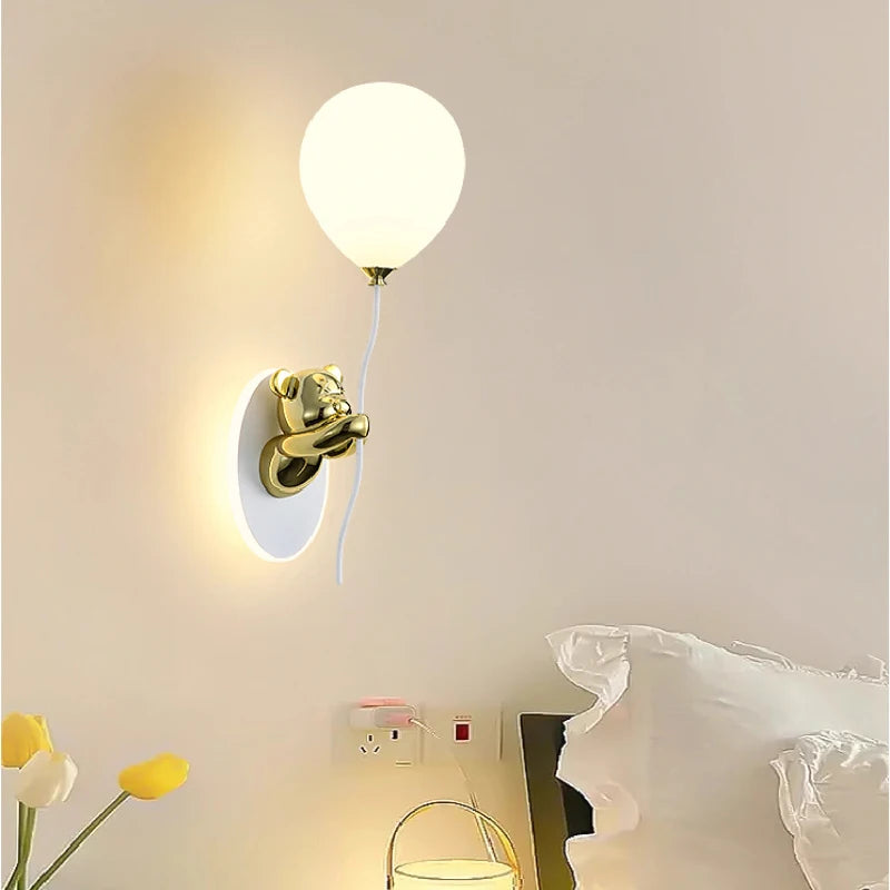 applique murale ours doré en verre lampe LED décoration chambre enfant - vue 2 sur 16