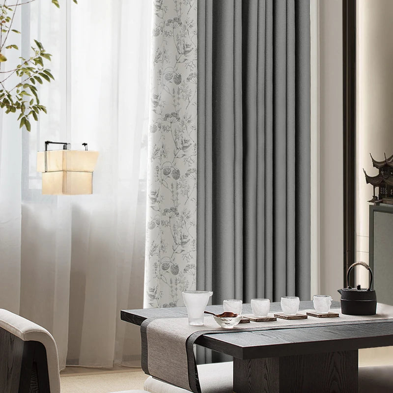 Rideau style chinois floral pour salon chambre - vue 3 sur 9