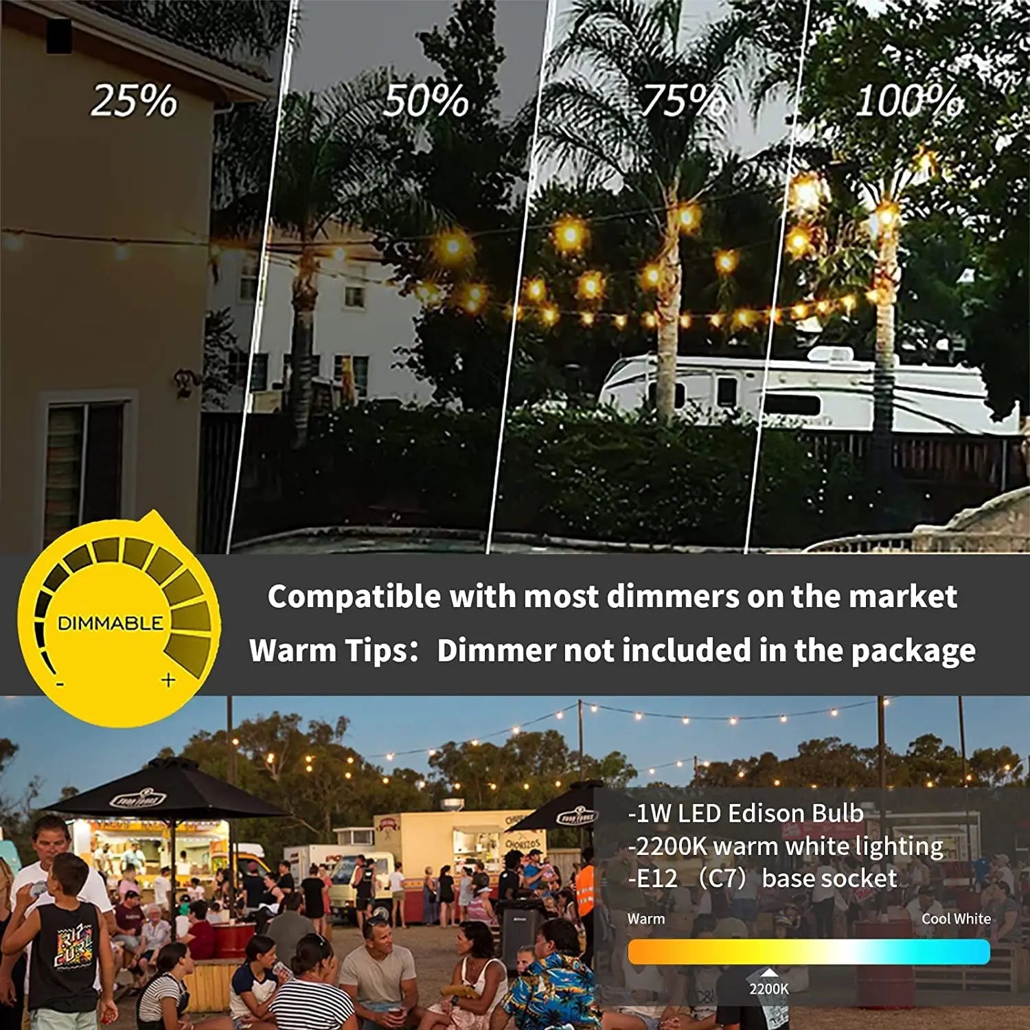 guirlande lumineuse led étanche pour décoration extérieure jardin et mariage - vue 11 sur 11