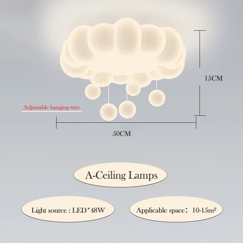 lustre moderne nuages romantique pour chambre enfant décoration intérieur - vue 9 sur 12