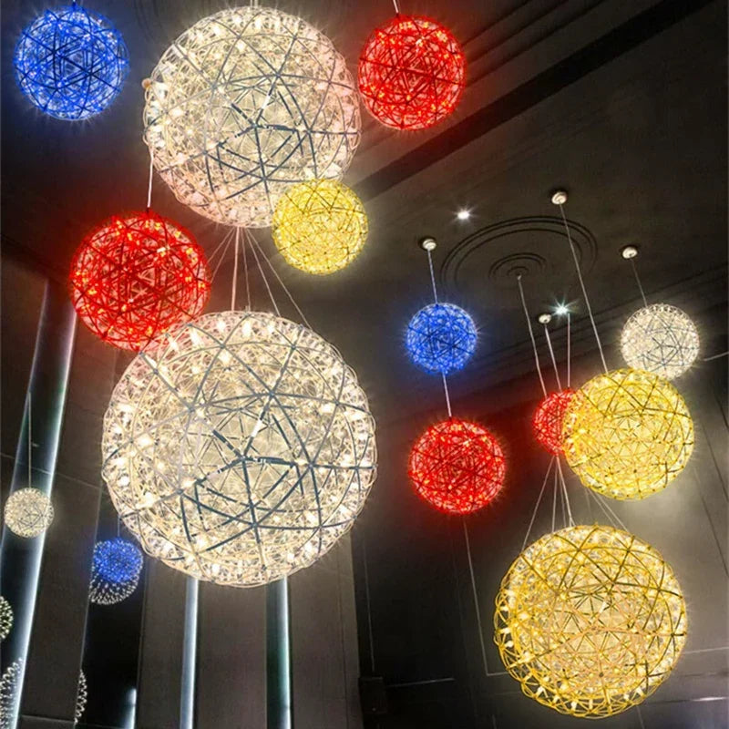 lustre suspension loft en acier inoxydable led spark ball