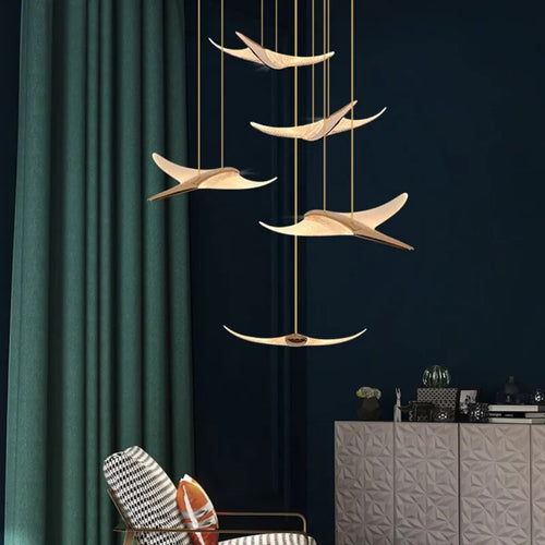 Lustre moderne luxe design villa escalier acrylique
