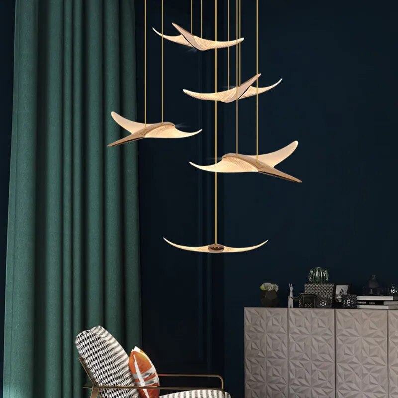 Lustre moderne luxe design villa escalier acrylique - vue 5 sur 15