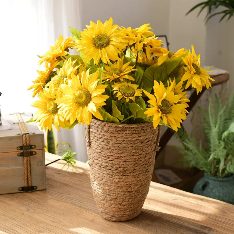 panier de fleurs tissé en herbe nordique moderne décor floral séché - vue 6 sur 6
