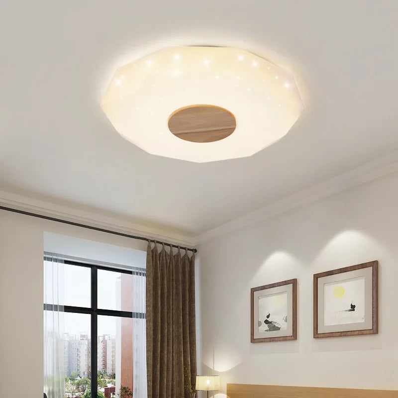 plafonnier led minimaliste en bois massif étoile diamant - vue 4 sur 9
