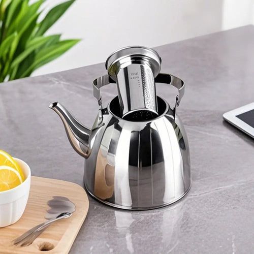 Bouilloire inox motif floral avec infuseur amovible