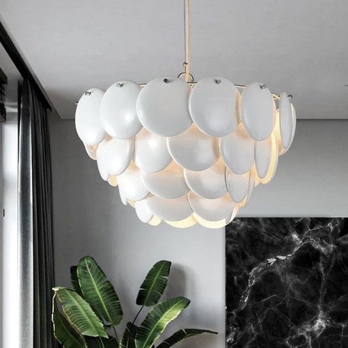 lustre moderne en céramique avec suspension en verre led - vue 2 sur 8