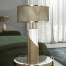 lampe à poser nordique moderne avec pied en marbre et abat-jour tissu