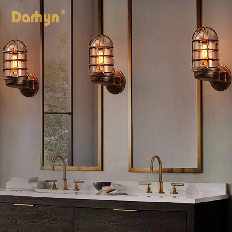 Applique murale led en verre rétro étanche pour extérieur et intérieur