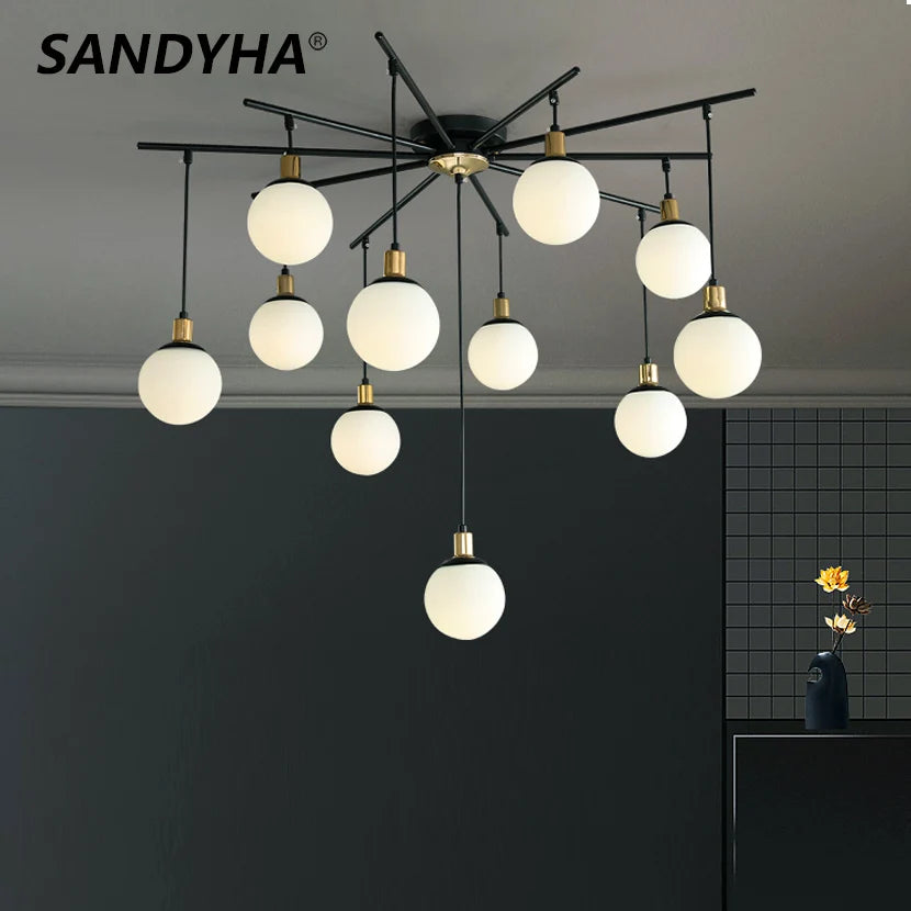 SANDYHA lustre nordique verre dépoli Soffitto araignée salle moléculaire moderne décor à la maison esthétique salon suspension - vue 2 sur 10