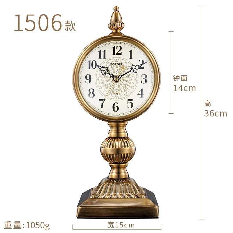 horloge de table européenne en métal plaqué cuivre élégant design luxe - vue 15 sur 18