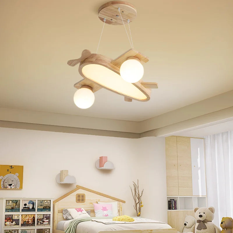 lustre en bois pour chambre d'enfant suspension décorative - vue 3 sur 15