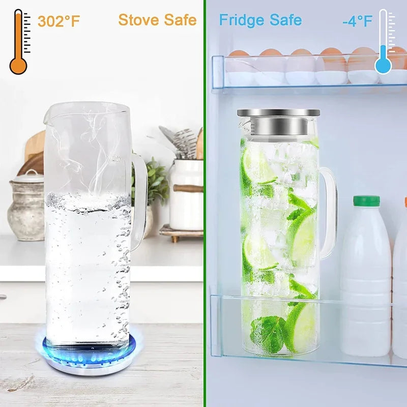 Pichet en verre avec infuseur et couvercle hermetique