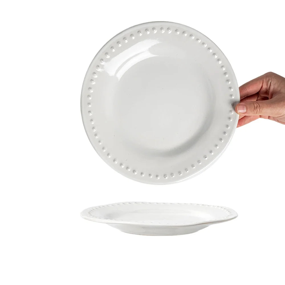 Assiette ceramique ronde style retro pour legumes