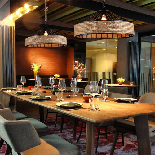 Corde de fer industrie américaine Loft lustre créatif phare Restaurant Bar café lumière salle à manger suspension lampe DropLight - vue 4 sur 10