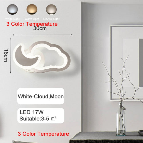 lustre led moderne en forme de lune étoile nuage pour enfants - vue 14 sur 25