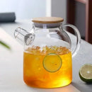 théière en verre avec filtre amovible couvercle bambou