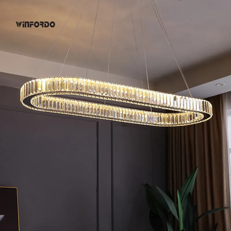 Suspension ovale en cristal de luxe - vue 2 sur 14