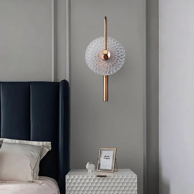 applique murale led ronde en verre et métal pour éclairage d'ambiance - vue 4 sur 8
