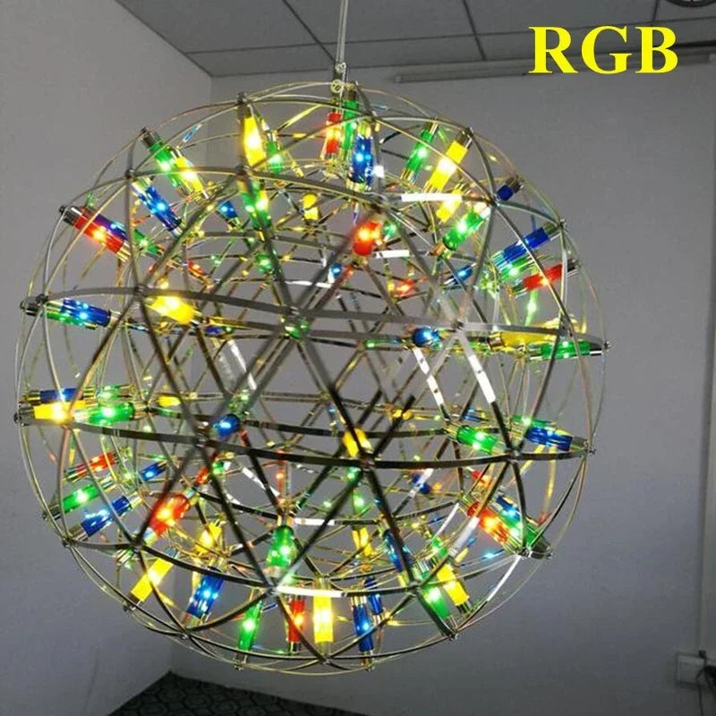 lustre suspension loft en acier inoxydable led spark ball