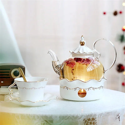 Service à thé porcelaine vintage britannique filtre chauffant