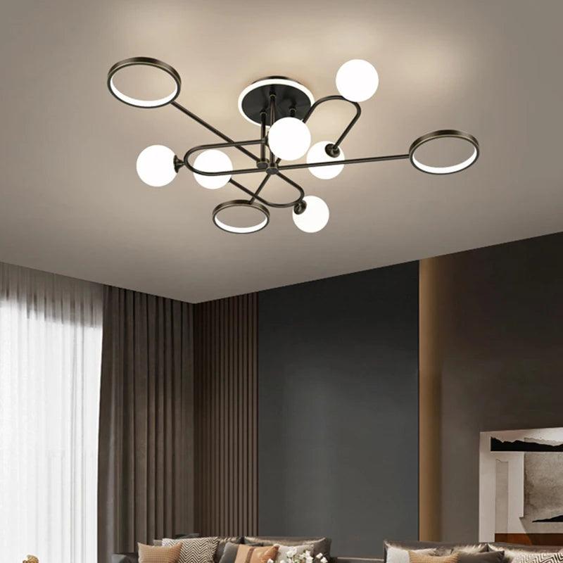 lustre led moderne en verre pour - vue 2 sur 12
