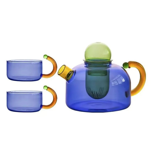 Théière verre résistante chaleur avec filtre style minimaliste