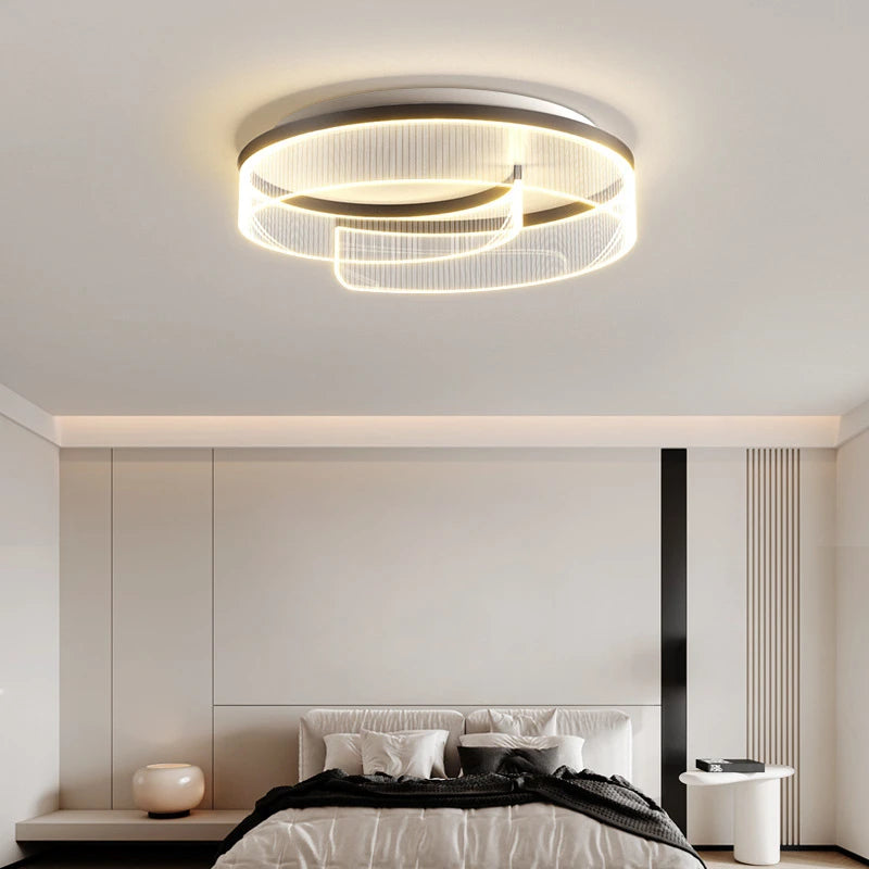 plafonnier led moderne abat-jour rond en acrylique transparent décoratif - vue 6 sur 7