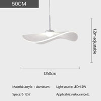 Nordic Acrylic Ceiling Chandeliers Straw Hat Hanging Light Suspension Pendant Lamps for Bedroom Living Dining Room