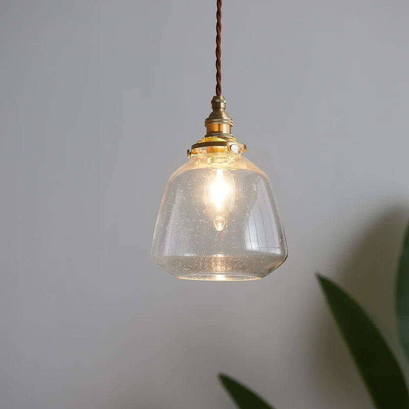 suspension en verre LED lampe à côté de la maison éclairage intérieur café chambre salon lumières cuivre nordique moderne lampe à main - vue 4 sur 12