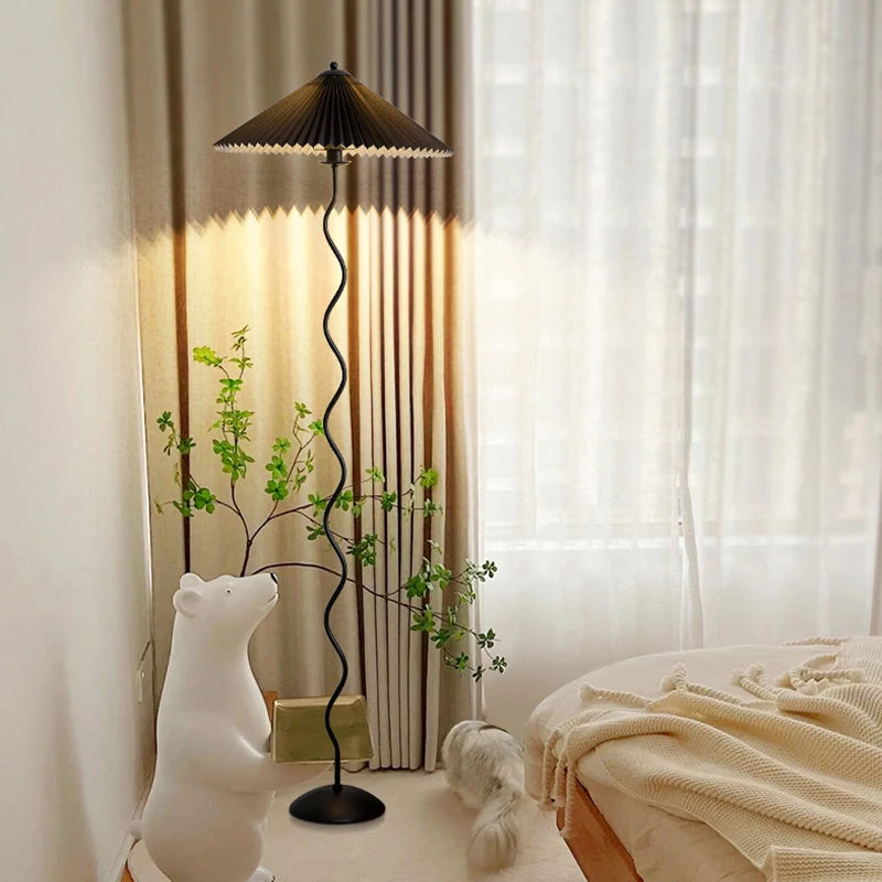 Abat-jour LED en tissu plissé nordique