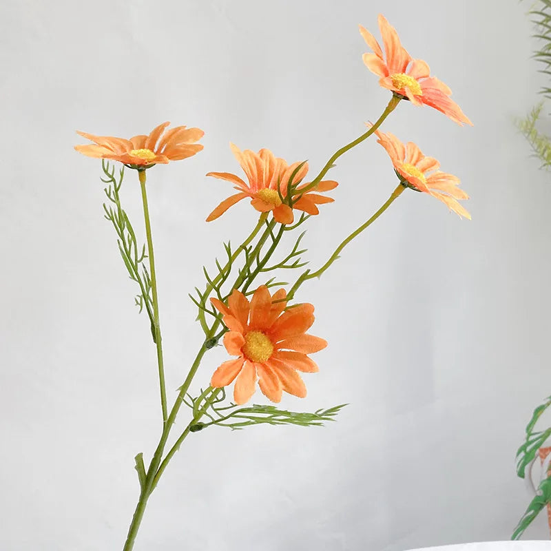 5 têtes de marguerites blanches fleurs artificielles pour décorations festives - vue 10 sur 11
