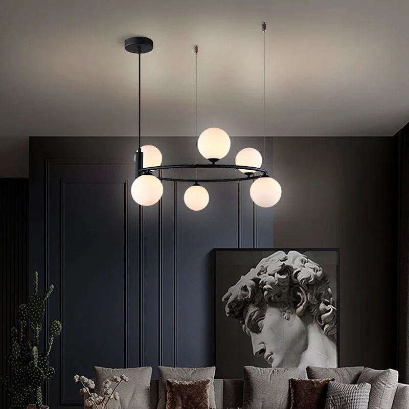 lustre en verre blanc minimaliste pour décoration moderne intérieure