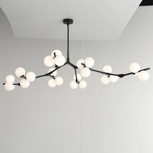 lustre en verre avec branches d'arbre et boules lumineuses - vue 3 sur 12