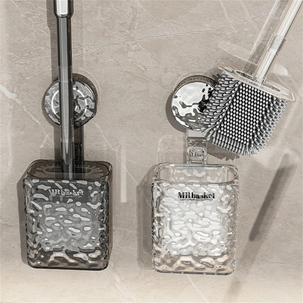 brosse de toilette à ventouse motif glacier avec long manche et fixation murale - vue 4 sur 8