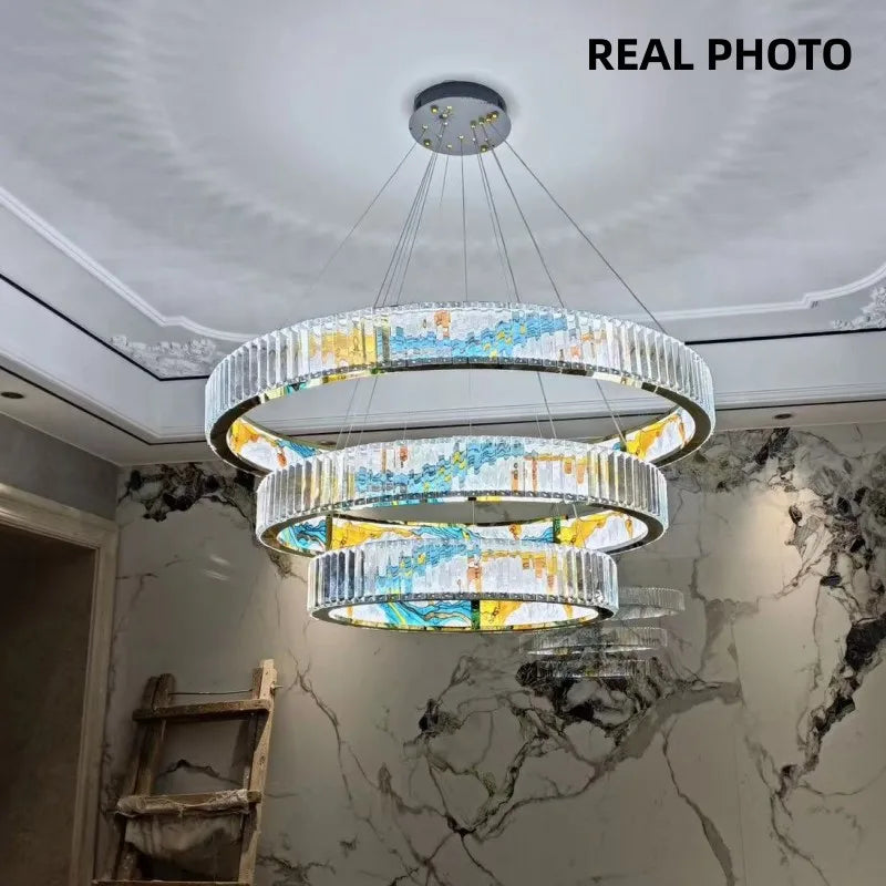 lustre led dimmable moderne en acier cercle décoratif - vue 6 sur 14