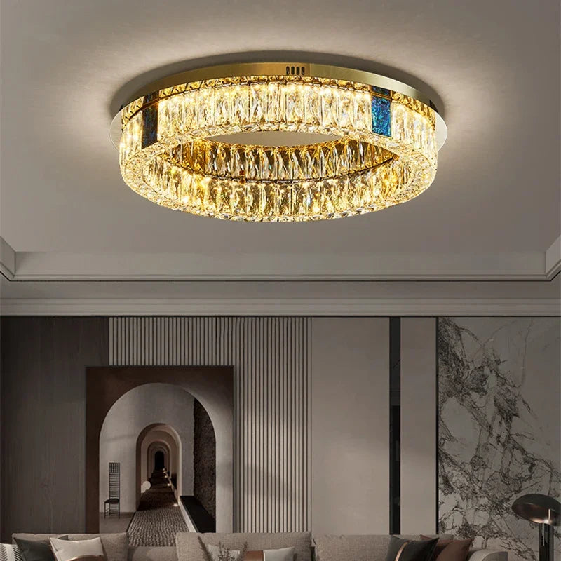plafonnier en cristal de luxe à led pour décoration intérieure - vue 6 sur 15