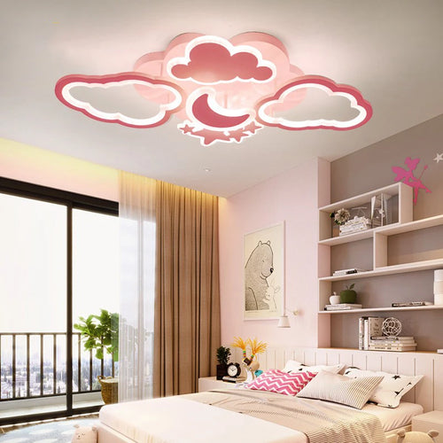lustre led moderne en forme de lune étoile nuage pour enfants - vue 3 sur 25